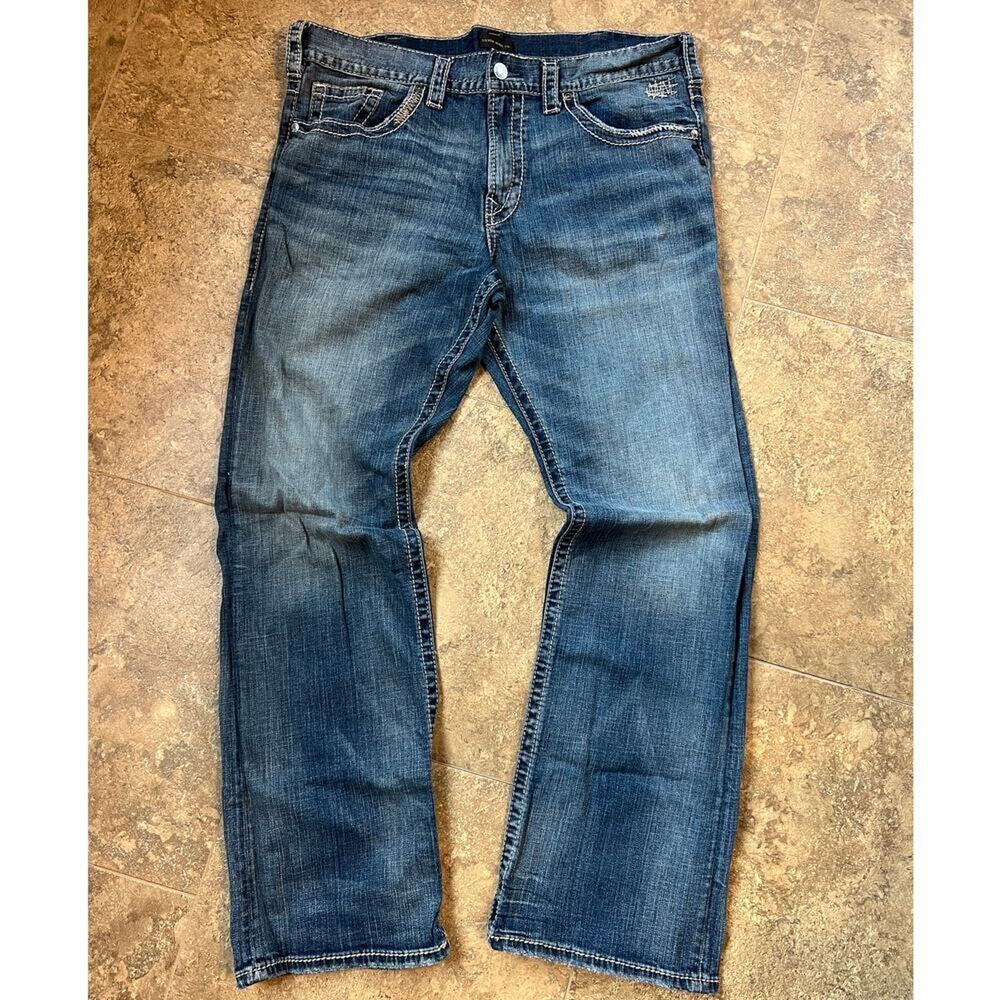 Silver Zac Relaxed Fit Straight Stretch Denim Jeans Men's 38/34